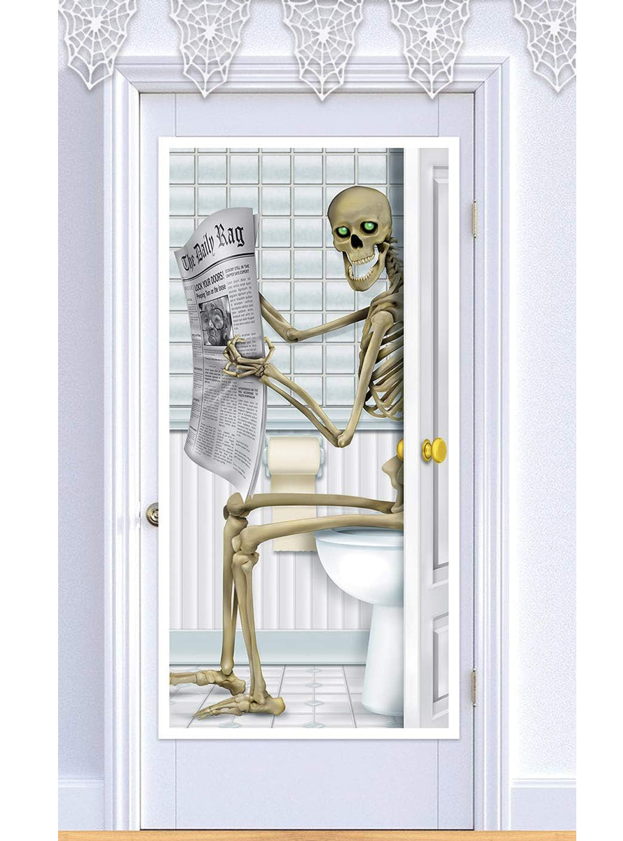 Halloween Skeleton on the Toilet Door Cover - Main Image