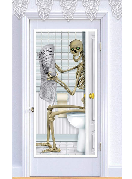 Halloween Skeleton on the Toilet Door Cover - Main Image