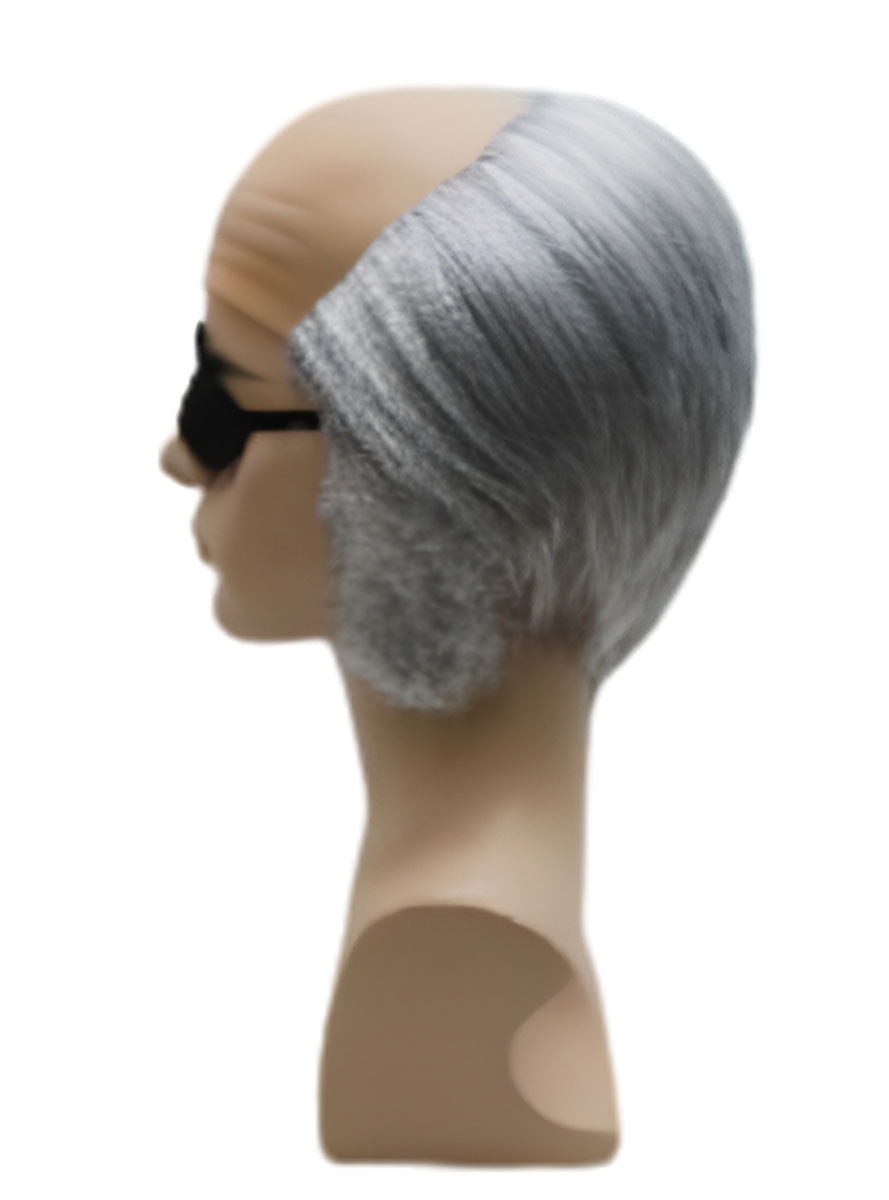 Mens Skipper Grey Balding Costume Wig And Eyepatch Set Side Image 2