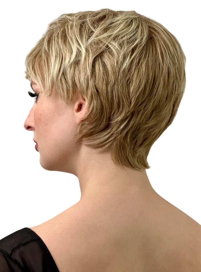 Skyle Womens Blonde Heat Resistant Pixie Cut Fashion Wig - Back Image