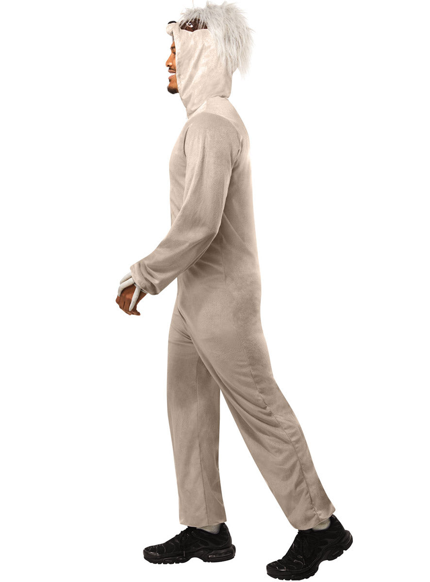 Side Image of Furry Sloth Mens Animal Costume Onesie