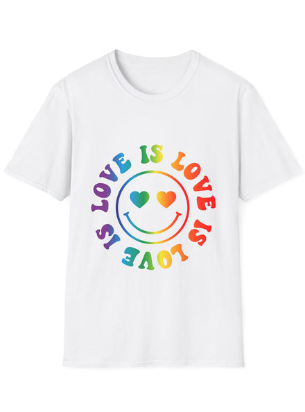 Smiley Love Is Love Adults White TShirt - Front Image