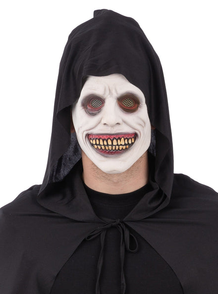 Smiling Evil White Eye Demon Halloween Mask - Main Image