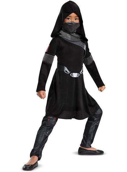 Snake Eyes Girls Classic Black Ninja Costume - Main Image