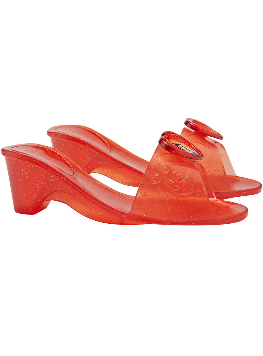 Red Glitter Girls Snow White Disney Click Clack Costume Shoes - Side Image