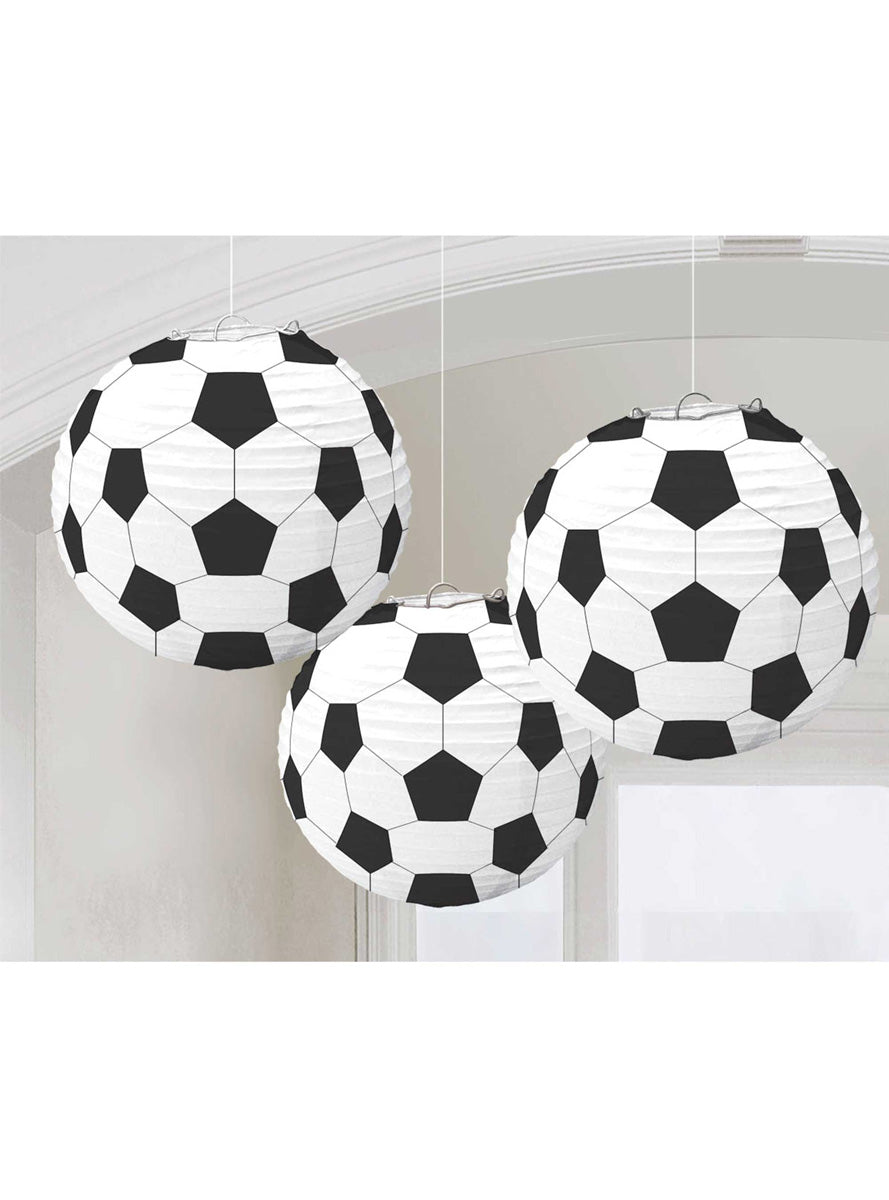 Soccer Fan 3 Pack 24cm Paper Lantern Decorations – Main Image