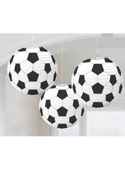 Soccer Fan 3 Pack 24cm Paper Lantern Decorations – Main Image