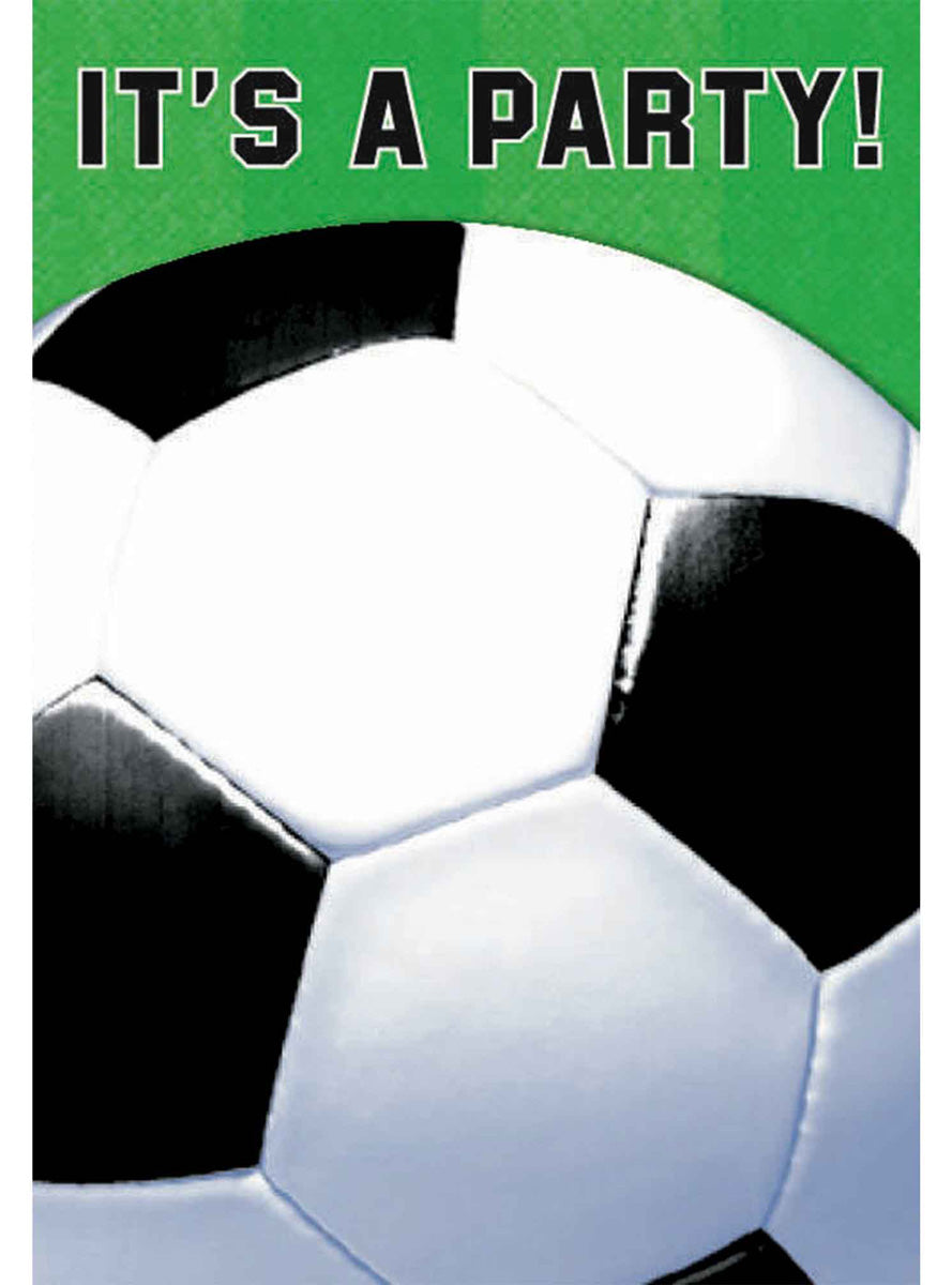 Soccer Fan 8 Pack 15cm Folded Party Invitations – Main Image