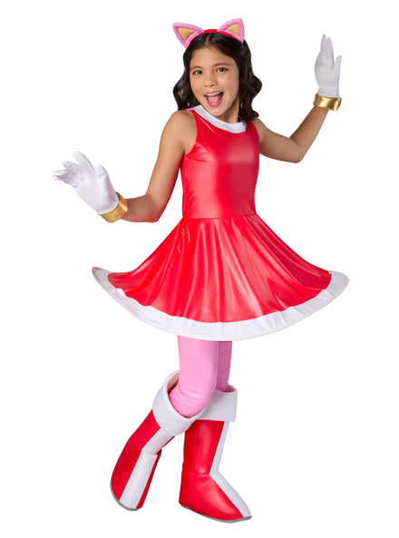 Amy Rose Girls Sonic Character Costume - Main Image