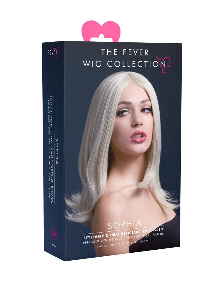 Womens Blonde Shoulder Length Fashion Wig With Center Part - Packaging Image