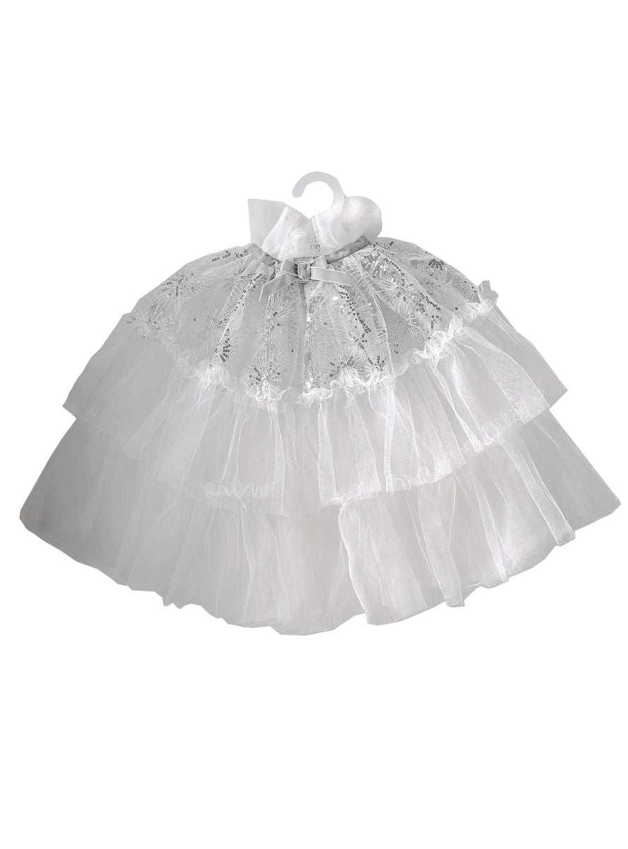 White Sparkle Fairy Girls Deluxe Costume Cape - Alternative Image 1