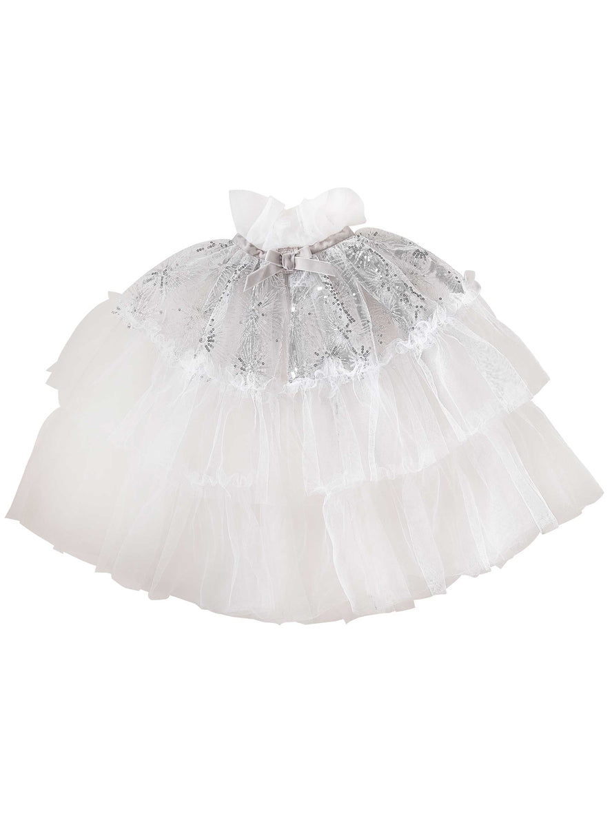 White Sparkle Fairy Girls Deluxe Costume Cape - Alternative Image 2