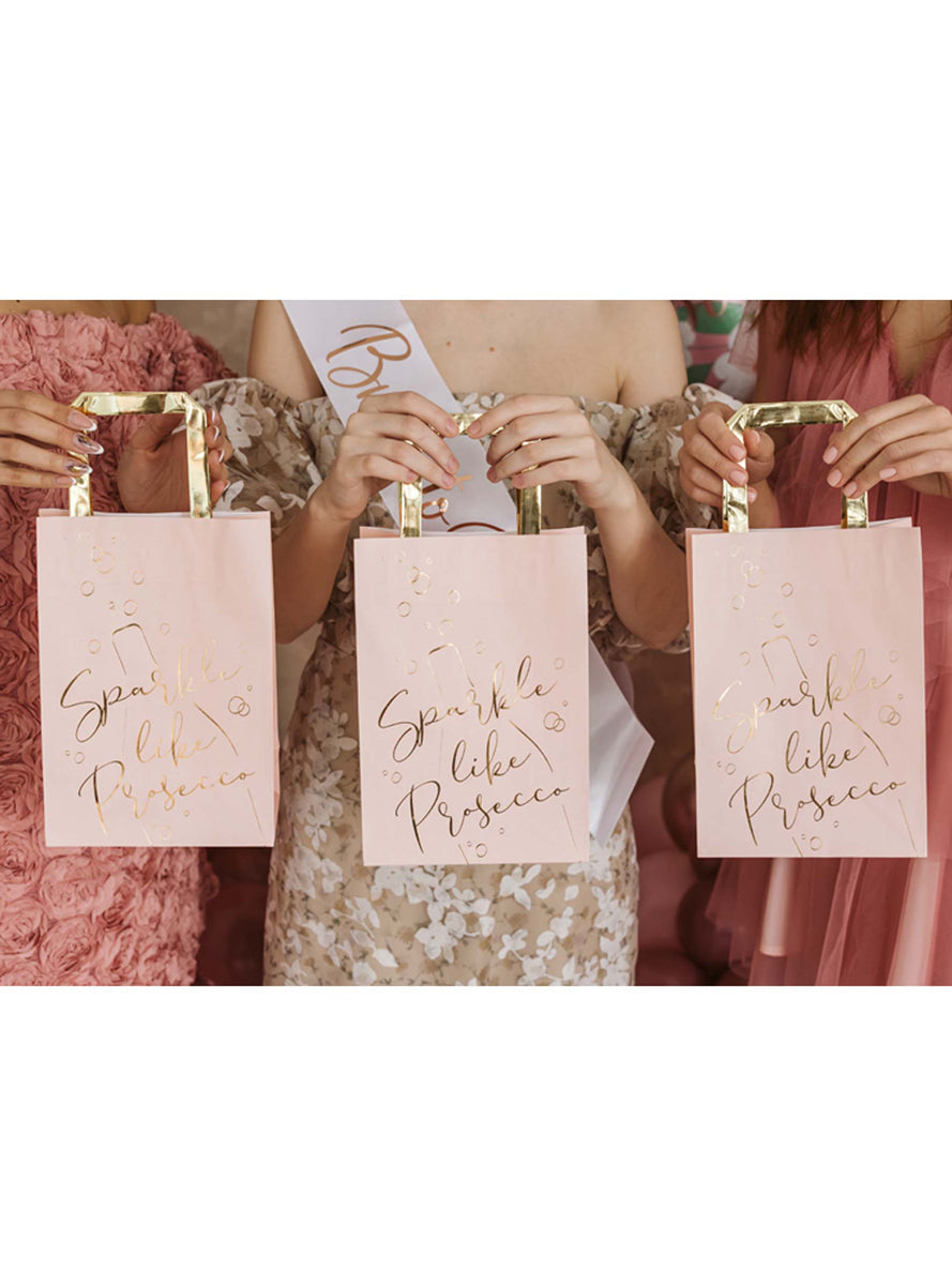 Sparkle Like Prosecco 6 Pack Pink Hens Party Gift Bags - Lifestyle Image 1