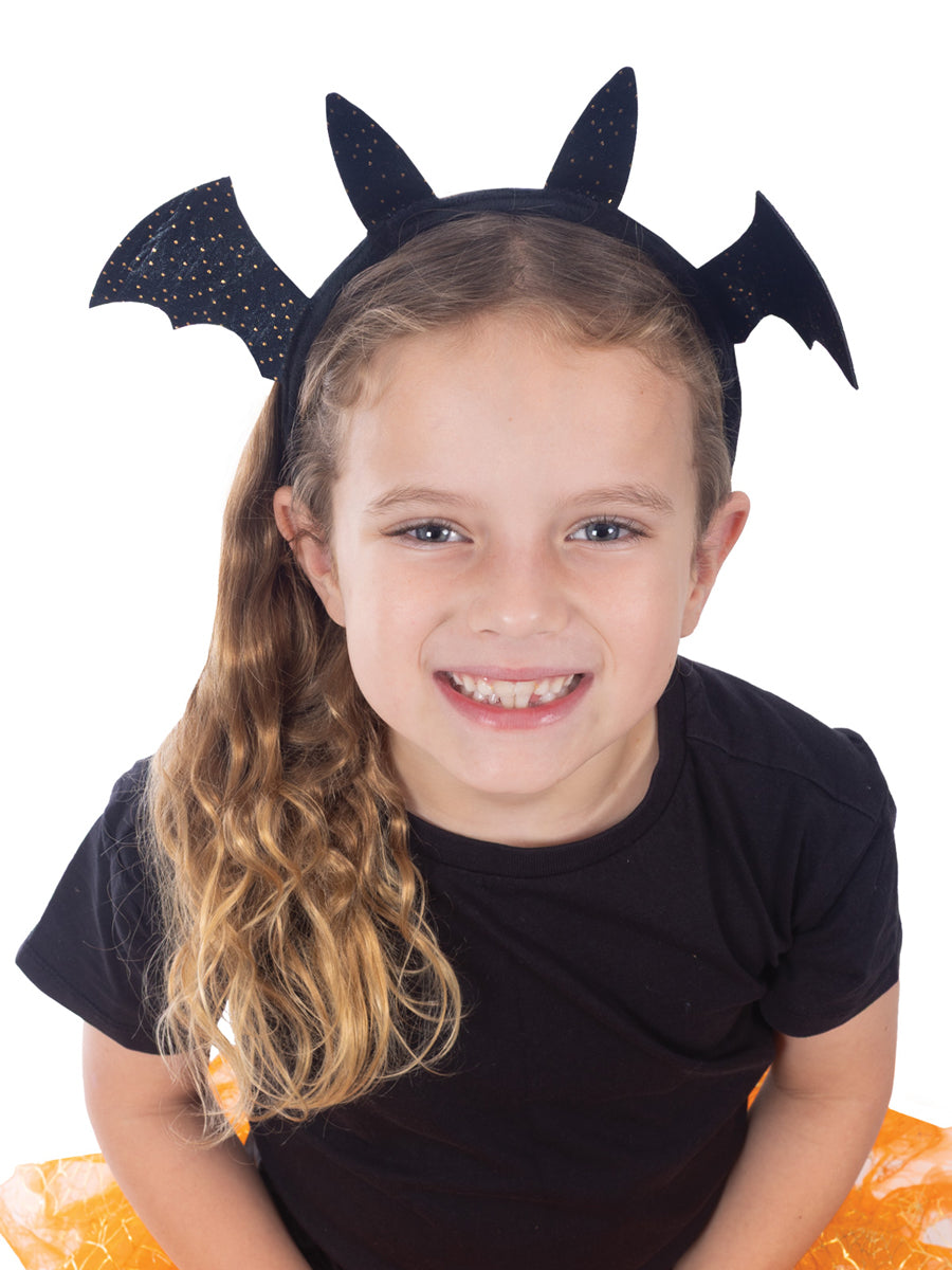 Sparkly Black Bat Kids Halloween Costume Headband - Main Image