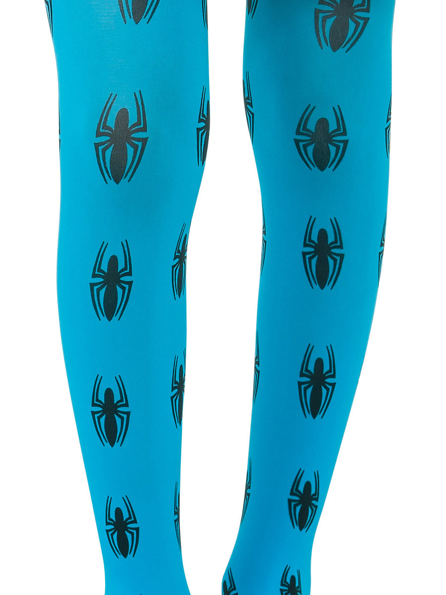 Girls Blue Spidergirl Full Length Costume Stockings - Close Image