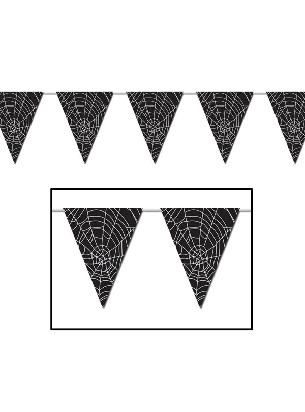 Halloween Spiderweb Print Flag Bunting 366cm - Main Image