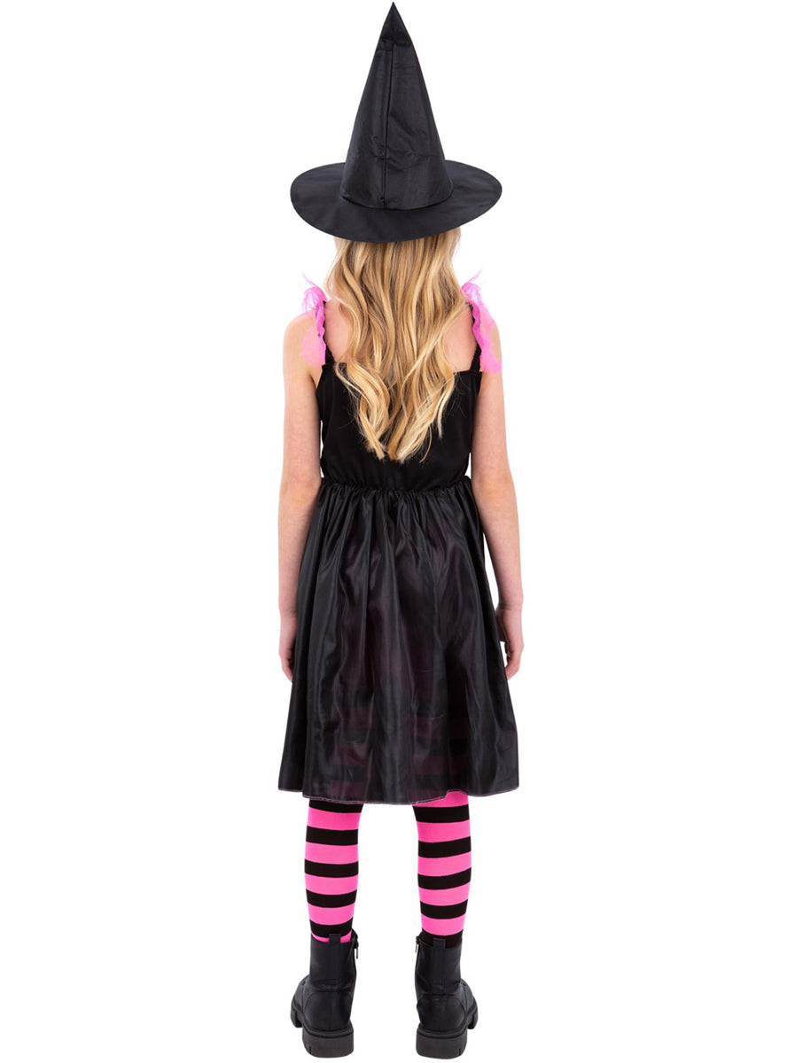 girls spider web witch costume dress - back image