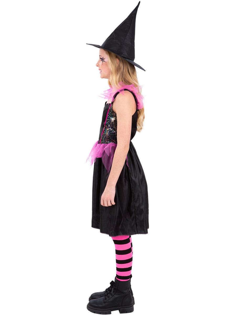 girls spider web witch costume dress - side image