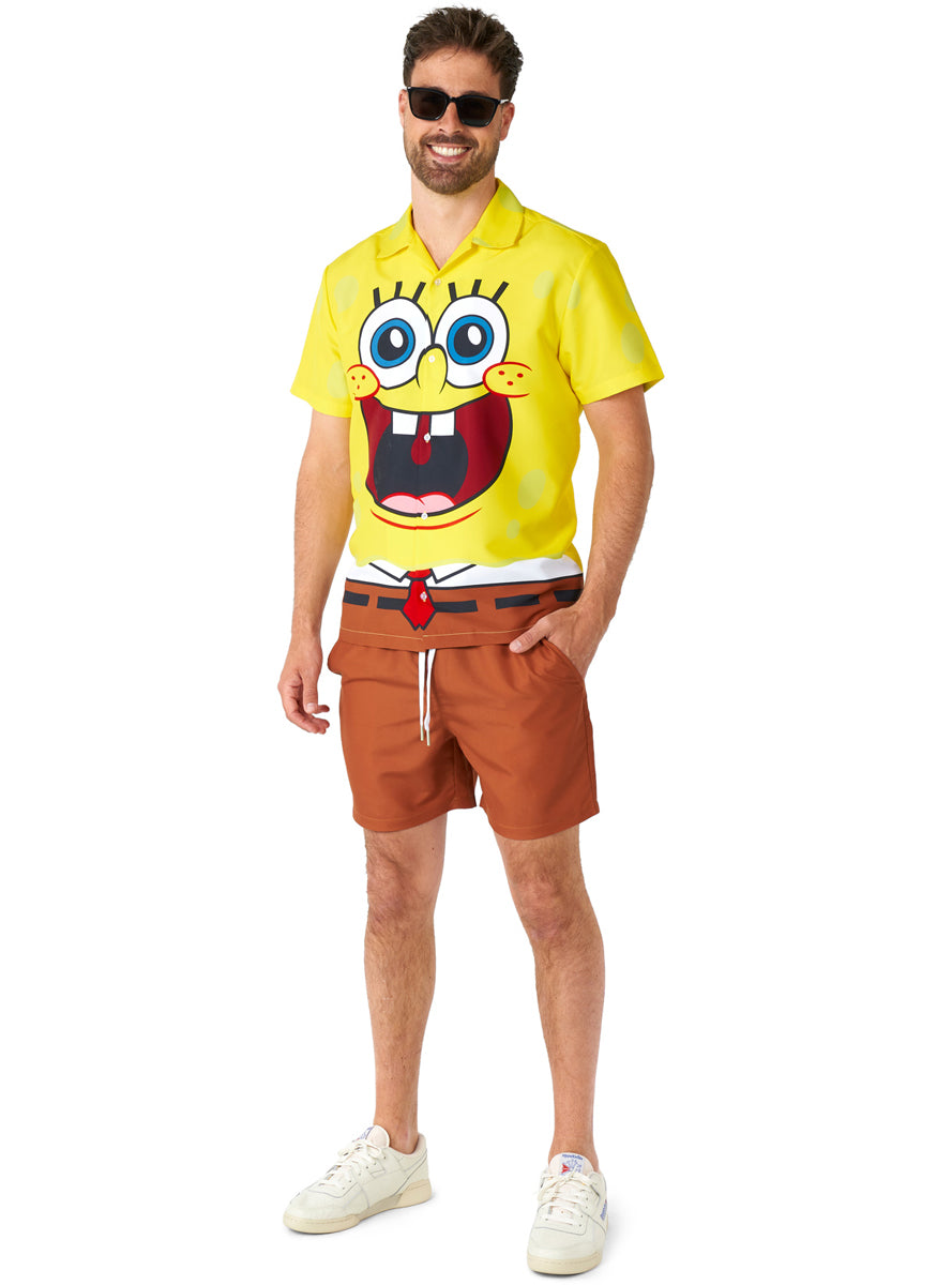 SpongeBob SquarePants Mens Short Sleeved Costume Suit - Full Length Image