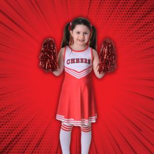 Image of a girl in a red cheerleader costume