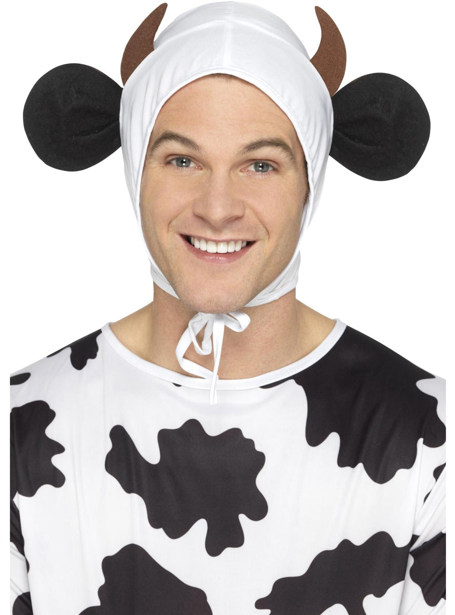 adults spotty cow costume onesie - hood image