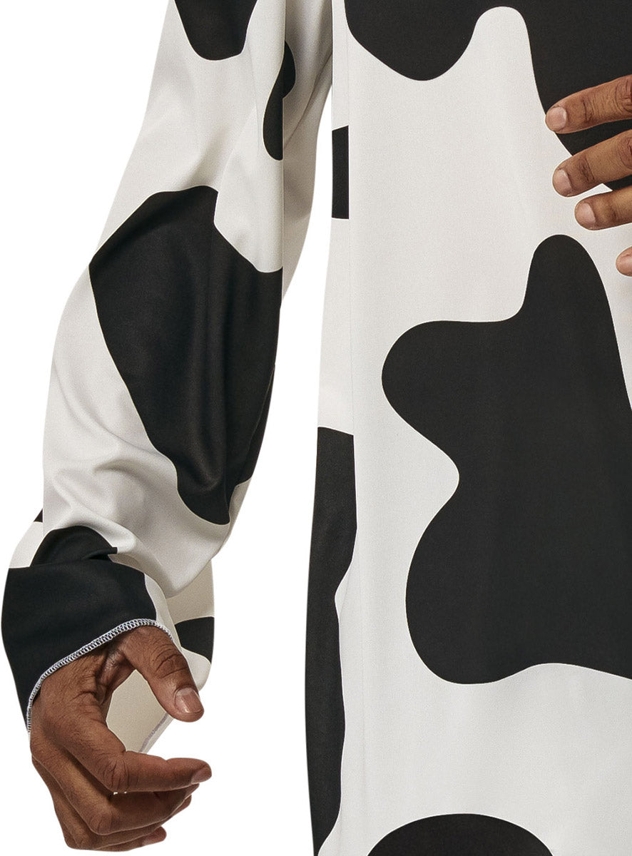 Alternate Close Image of Spotted Furry Cow Adults Animal Onesie Costume