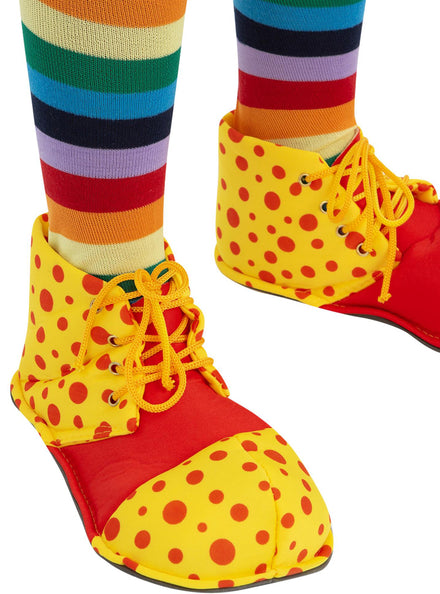 Kids Red and Yellow Polka Dot Clown Costume Shoes