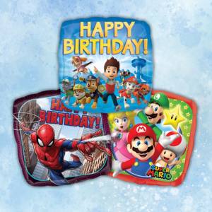Image of three square shaped balloons