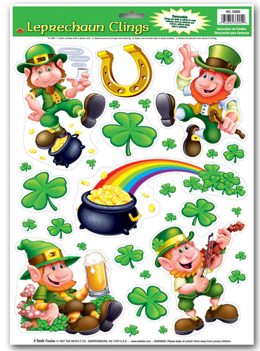 St Patricks Day 10 Pack Leprechaun And Shamrock Cut Outs - Main Image