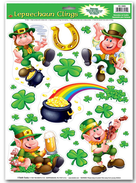 St Patricks Day 10 Pack Leprechaun And Shamrock Cut Outs - Main Image