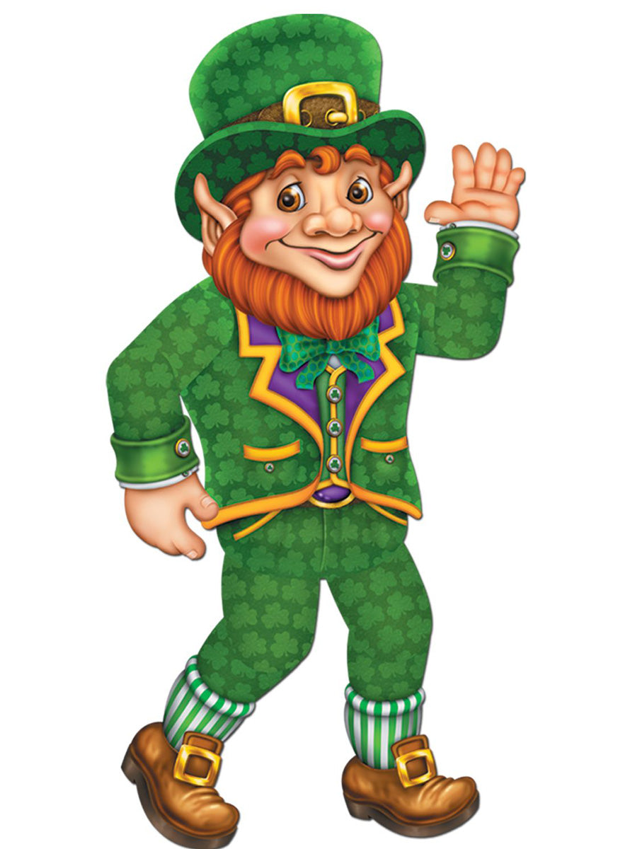 St Patricks Day 83cm Green Leprechaun Cut Out - Main Image