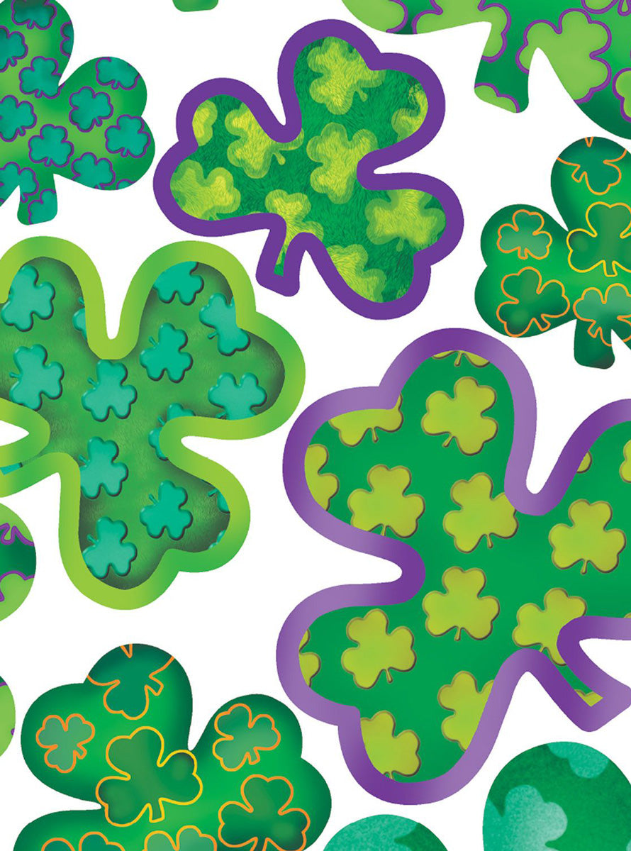St Patricks Day 14 Pack Irish Mood Shamrock Window Clings - Close Image