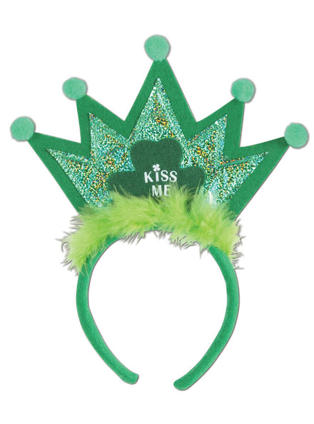 St Patricks Day Kiss Me Green Shamrock Costume Tiara - Main Image