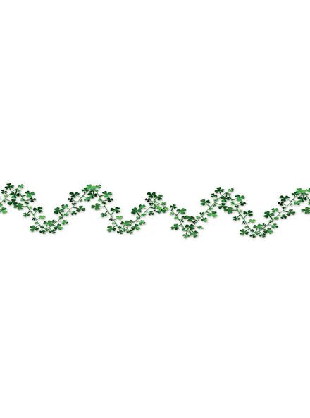 St Patricks Day Green Shamrock 760cm Long Wired Garland - Main Image
