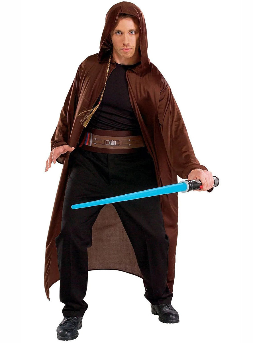 Main image of Jedi Knight Mens Brown Robe and Lightsaber Costume Set