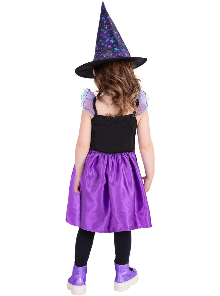 Starry Night Girls Halloween Witch Costume - Back Image