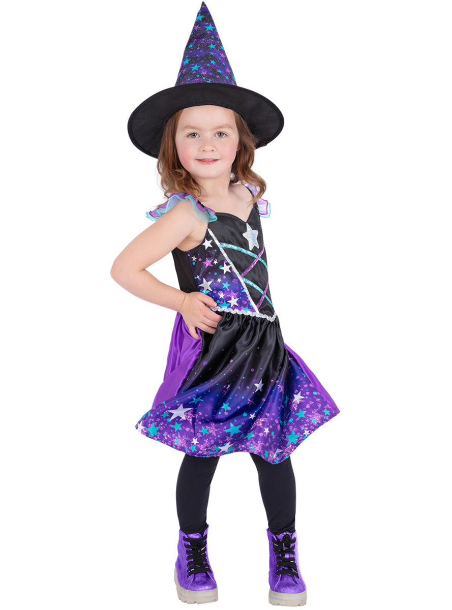 Starry Night Girls Halloween Witch Costume - Main Image