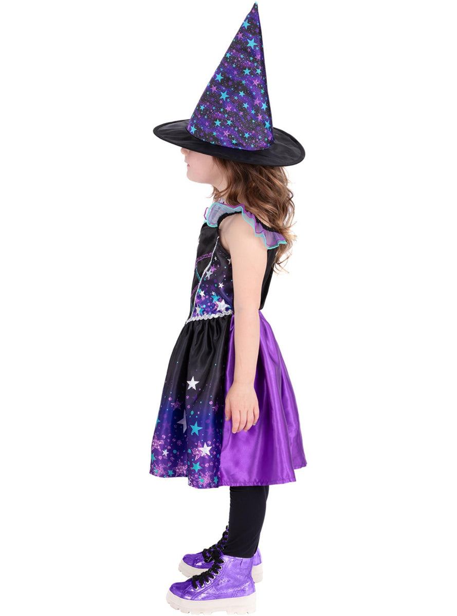 Starry Night Girls Halloween Witch Costume - Side Image