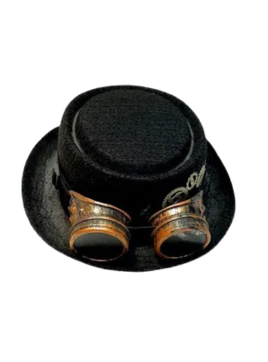 Adults Black Steampunk Costume Top Hat With Glasses