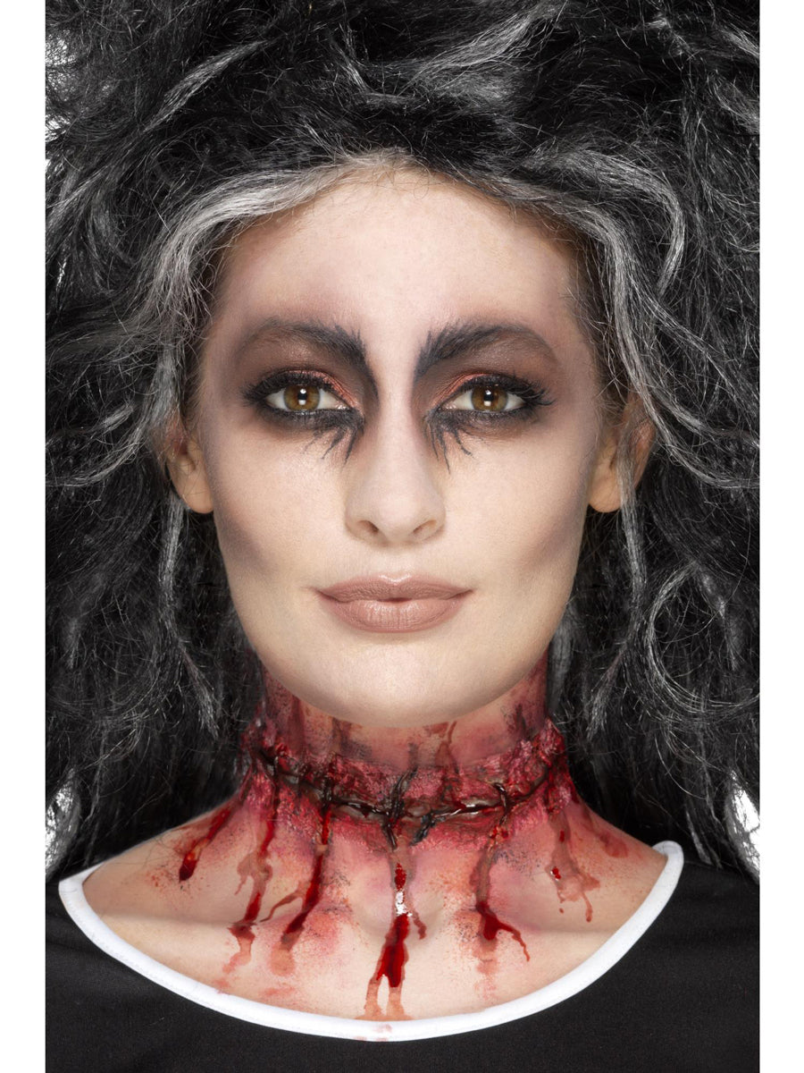 Latex Prosthetic Stitched Neck Special Effects Makeup - Completed Image 1