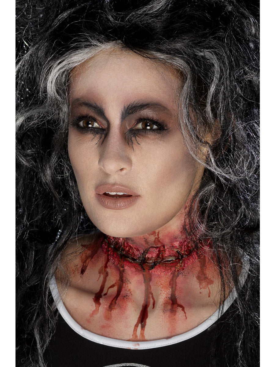 Latex Prosthetic Stitched Neck Special Effects Makeup - Completed Image 2