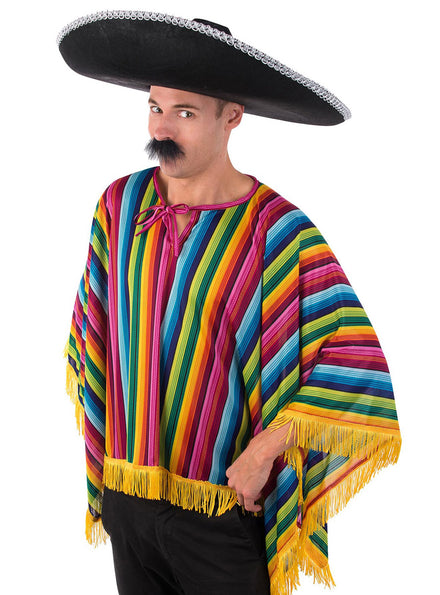 Image of Striped Rainbow Mens Mexican Costume Poncho
