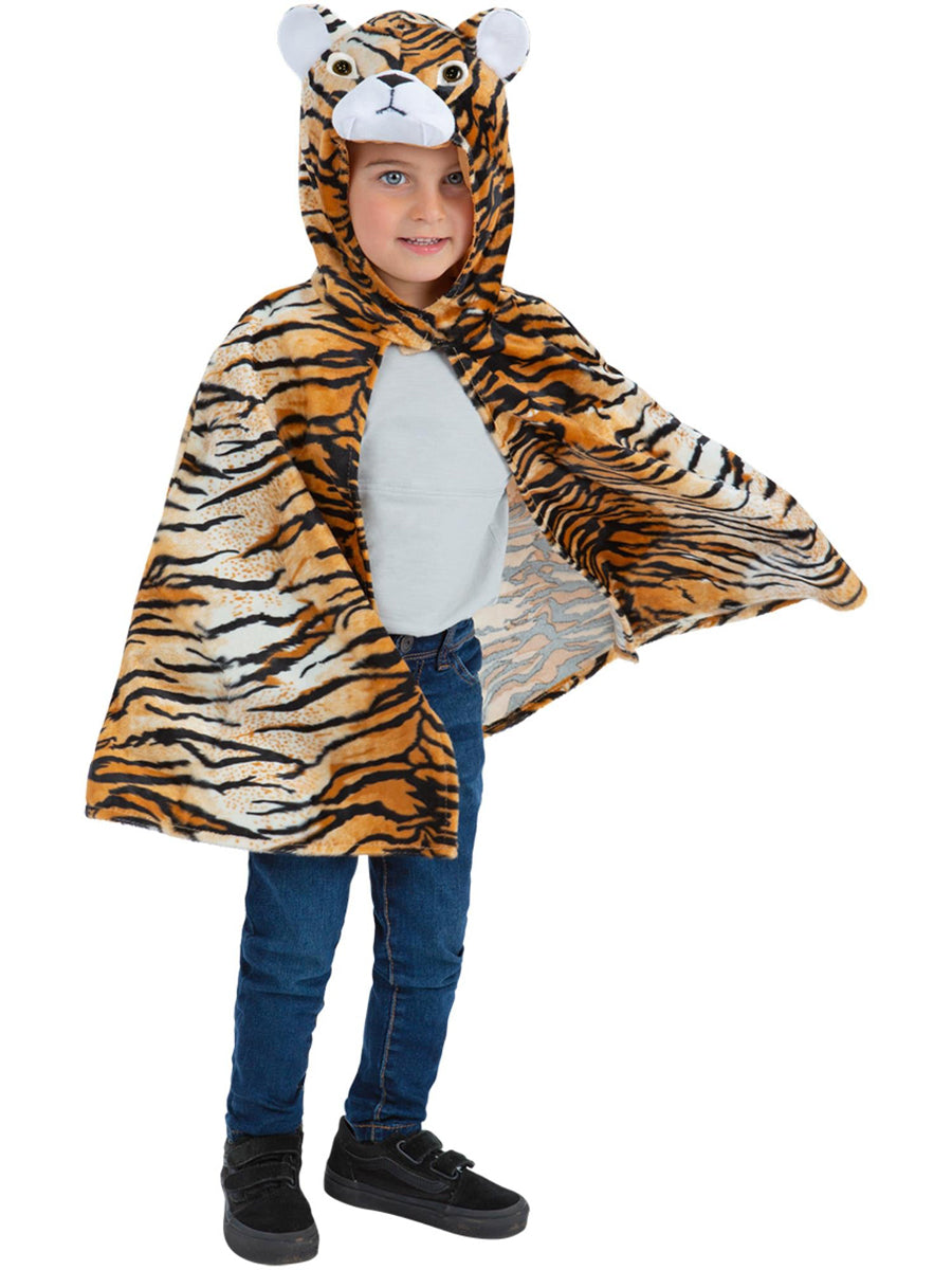 Boys Striped Tiger Hooded Costume Cape - Main Image