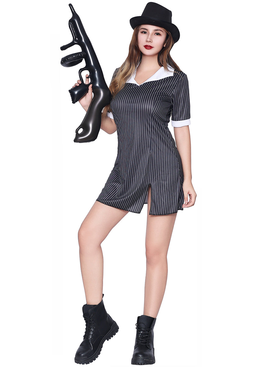 Main image of Pinstripe Gangster Sexy Womens 1920s Costume