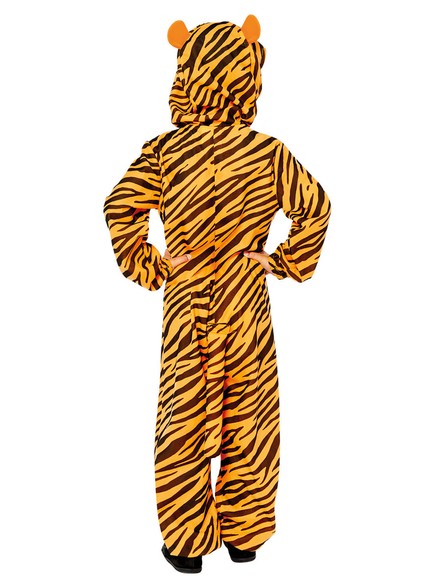 Classic Kids Striped Tiger Onesie Costume - Back Image