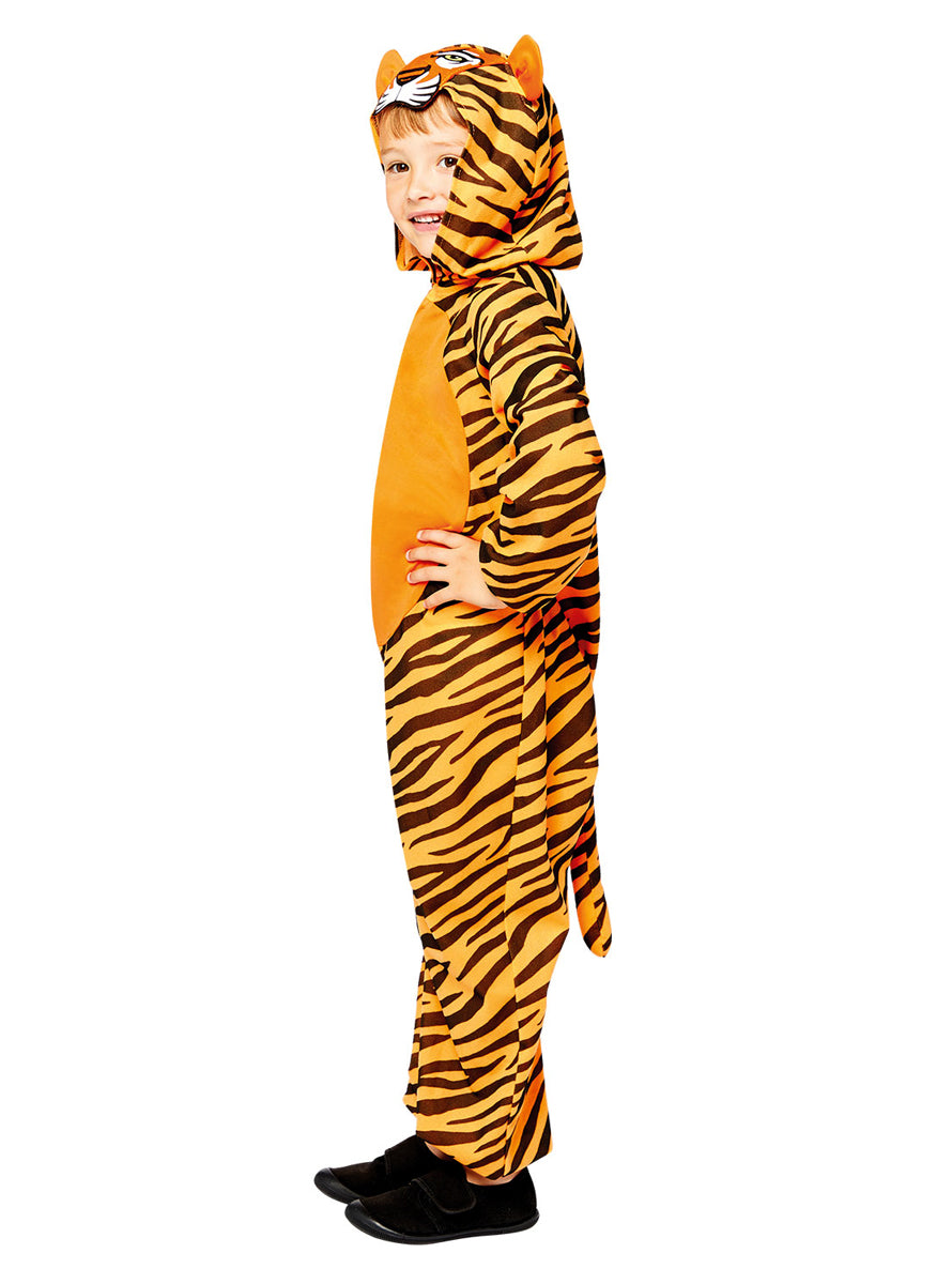 Classic Kids Striped Tiger Onesie Costume - Side Image