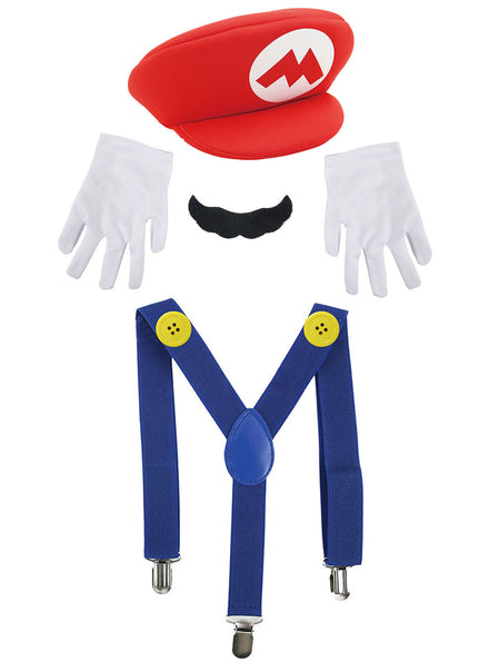 Image of Super Red Plumber Mens Costume Accessory Set