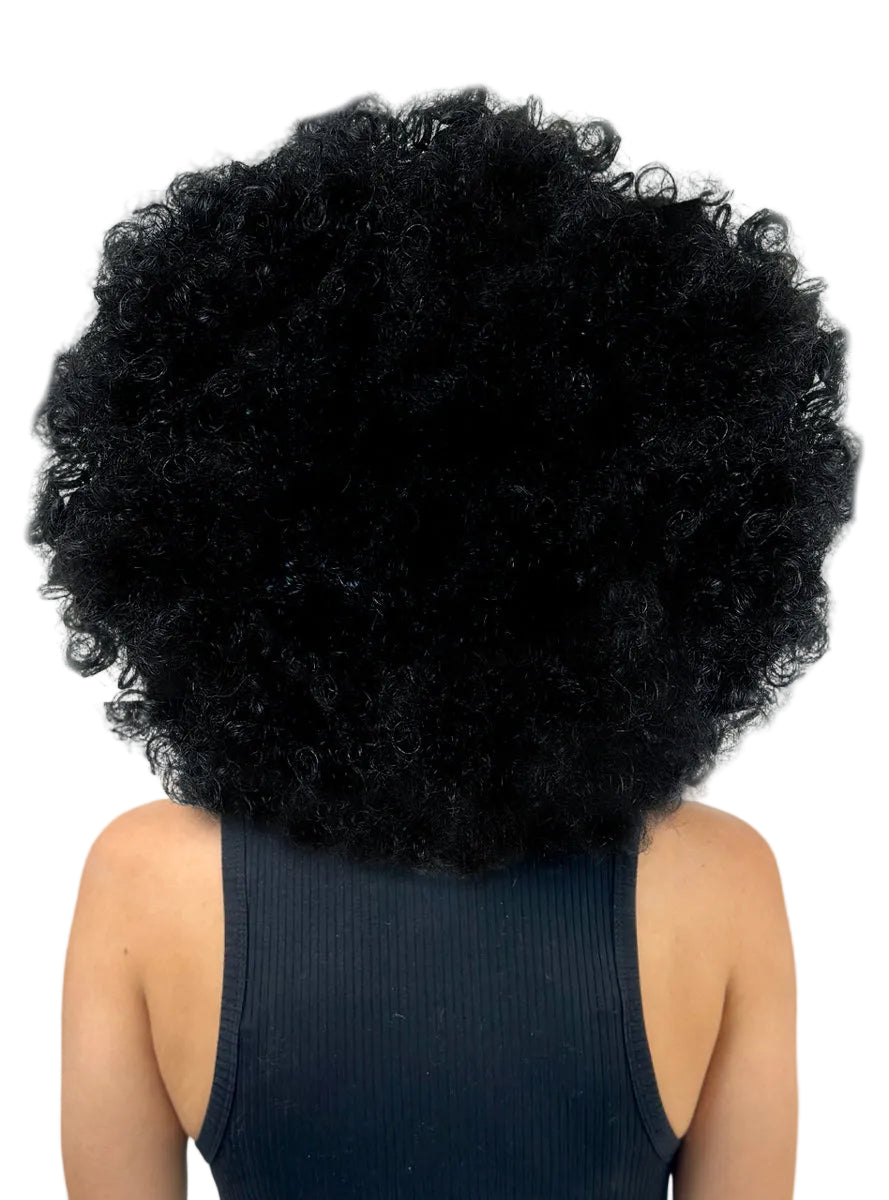 Super Jumbo Adults Black Afro Costume Wig - Back Image