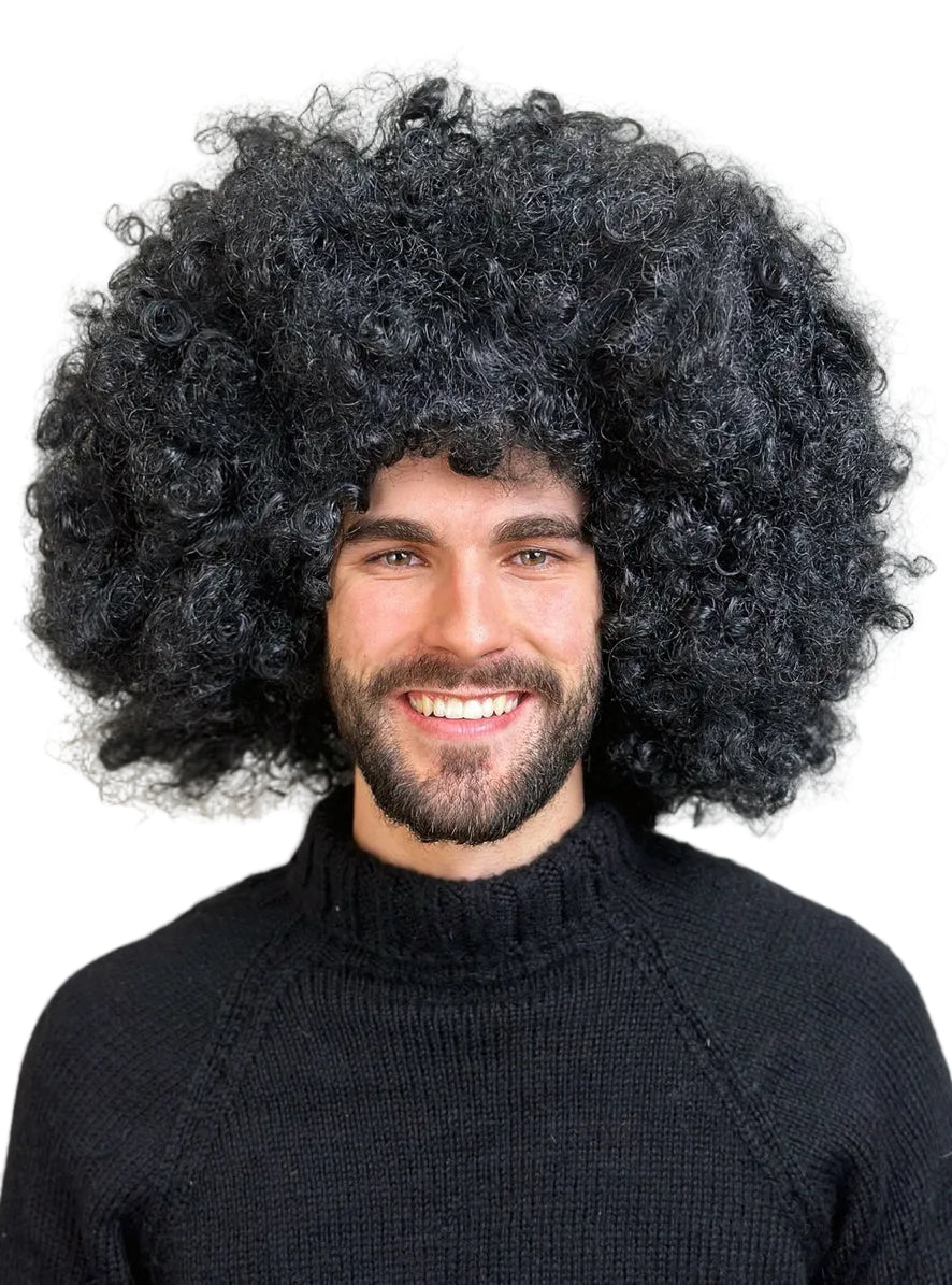 Super Jumbo Adults Black Afro Costume Wig - Mens Image