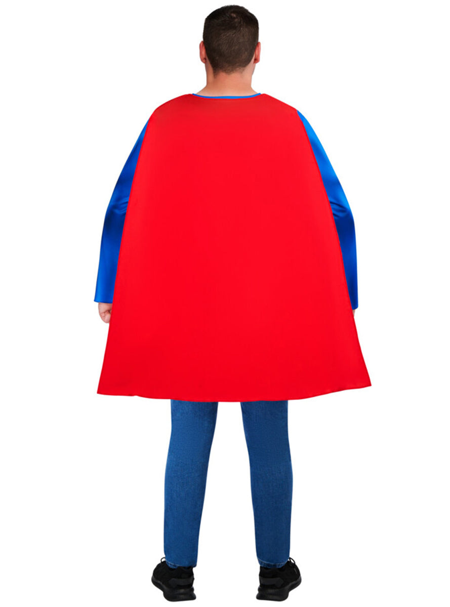 Superman Mens DC Superhero Costume Shirt and Mask Set – Back Image